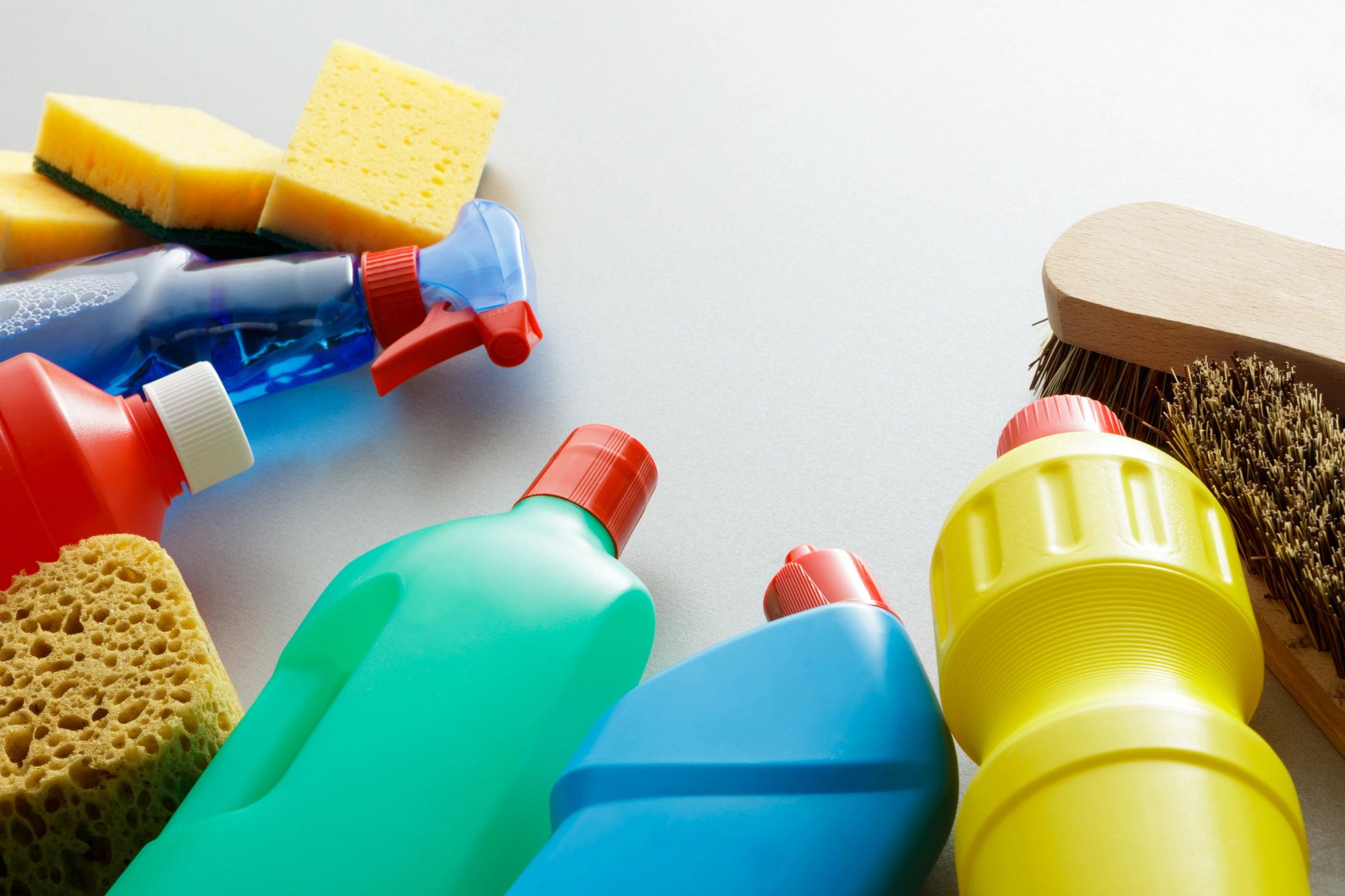 Cleaning products still life display